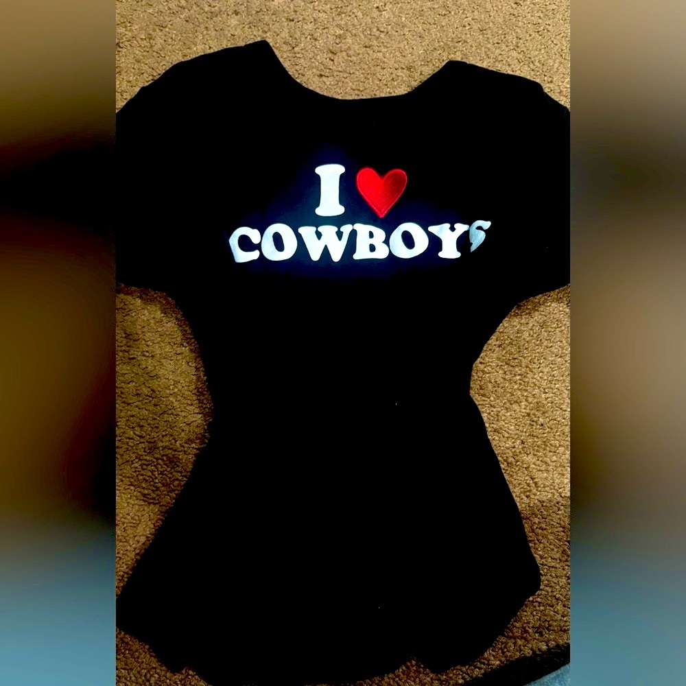 Women’s Black 'I Love Cowboys' T-Shirt VINTAGE souvenir
